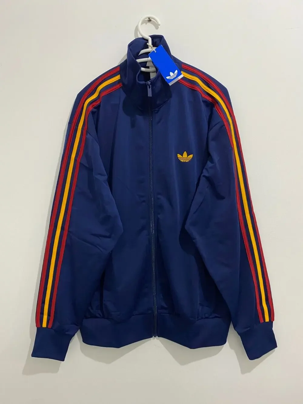 Adidas Originals Firebird Track Jacket Dark Blue Crew Yellow Power Red Size XL